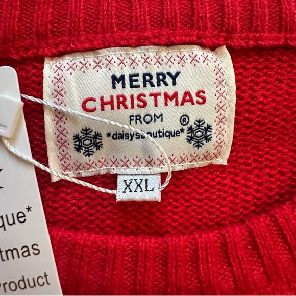 Christmas Reindeer Red Knitted Holiday Ugly Sweater Pullover Size XXL NEW - Picture 3 of 15